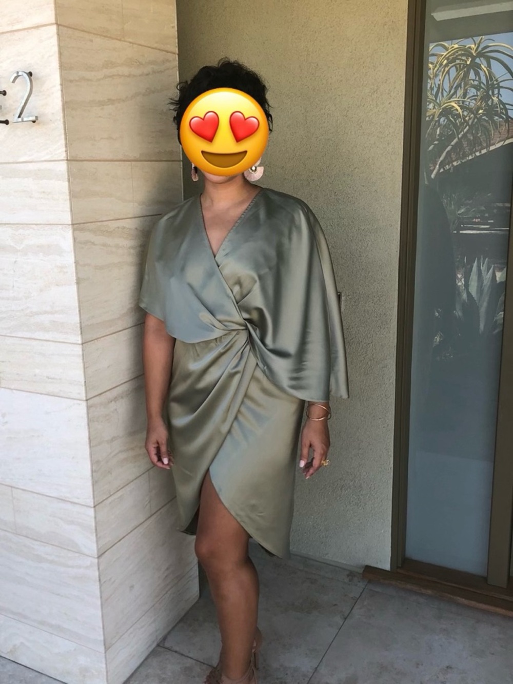 ASOS Olive Green Draped Twist-Front Midi Dress